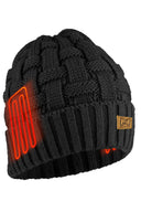 Mobile Warming Technology Hat Heated Cable Knit Beanie - Black Heated Clothing