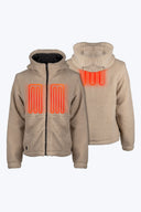 Mobile Warming Technology Jacket Upland Full Zip High-Pile Hoodie Women's - Coffee Heated Clothing