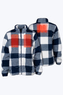 Mobile Warming Technology Jacket Upland High-Pile Printed Long Jacket Women's - Blue Plaid Heated Clothing