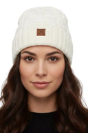 Mobile Warming Technology Hat Heated Cable Knit Beanie - Cream Heated Clothing