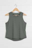 Fieldsheer Tank Women's Aeris DriComfort Tank Top - Sage Heated Clothing hanging on hanger - product view 6