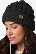 Mobile Warming Technology Hat Heated Cable Knit Beanie - Black Heated Clothing