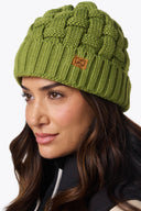 Mobile Warming Technology Hat Heated Cable Knit Beanie - Green Heated Clothing