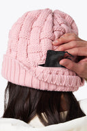 Mobile Warming Technology Hat Heated Cable Knit Beanie - Pink Heated Clothing - product view 4